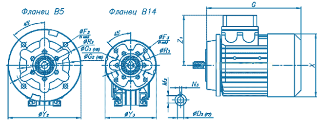 Чертеж фланца электродвигателя